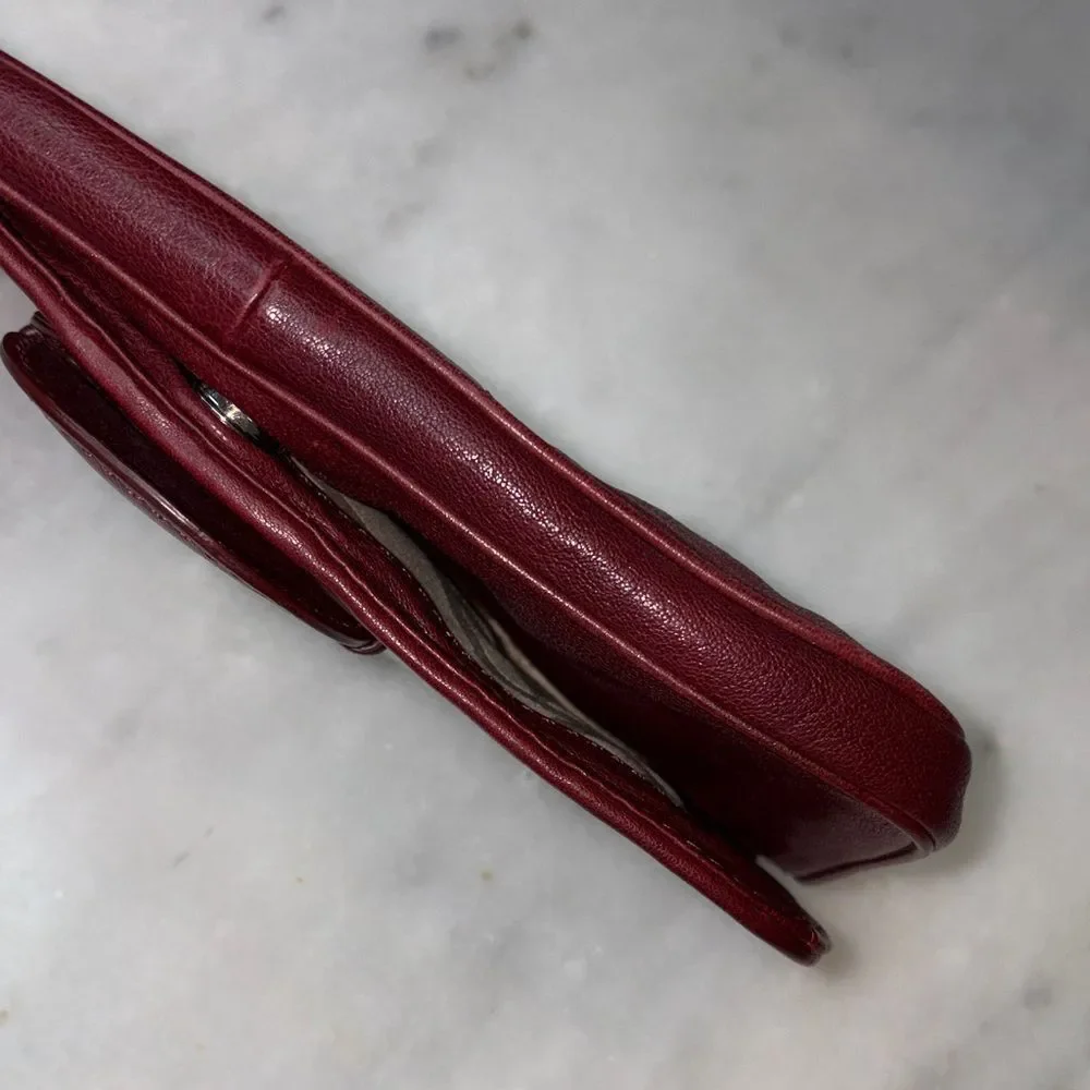 Michael Kors Clutch Bag Purse Leather Vintage Y2K Maroon Cranberry Buckle Bag